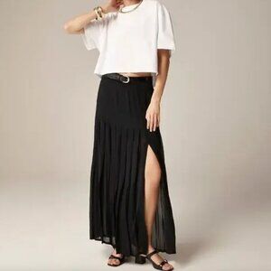 J. Crew Collection Chiffon Pleated Skirt - Black Sheer Pleated Maxi Skirt